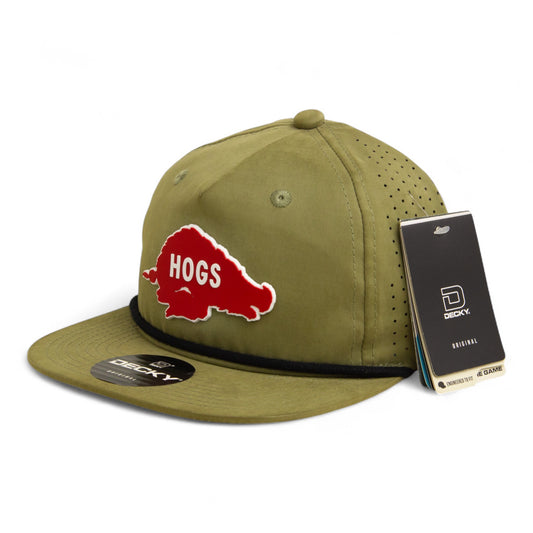 Arkansas Razorbacks Retro HOGS Red 3D Perforated Rope Hat- Loden/ Black