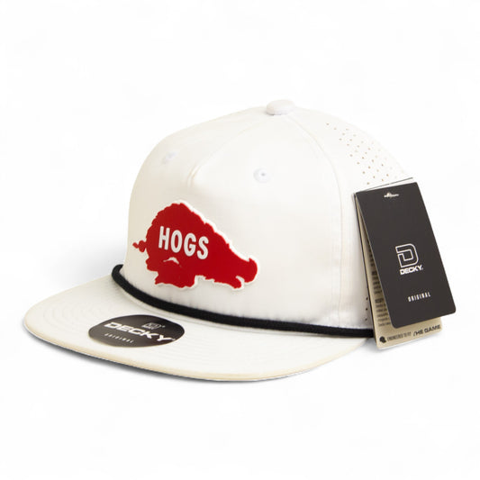 Arkansas Razorbacks Retro HOGS Red 3D Perforated Rope Hat- White/ Black