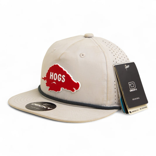 Arkansas Razorbacks Retro HOGS Red 3D Perforated Rope Hat- Grey/ Charcoal