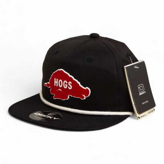 Arkansas Razorbacks Retro HOGS Red 3D Classic Rope Hat- Black/ White
