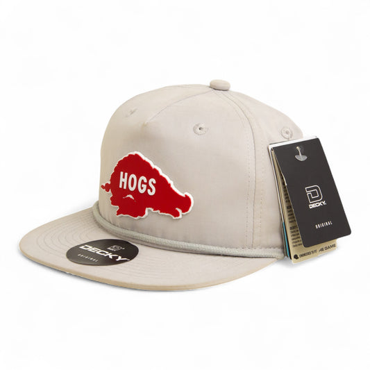 Arkansas Razorbacks Retro HOGS Red 3D Classic Rope Hat- Grey