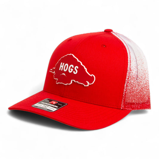 Arkansas Razorbacks Retro HOGS Red 3D Snapback Trucker Hat- Red Fade