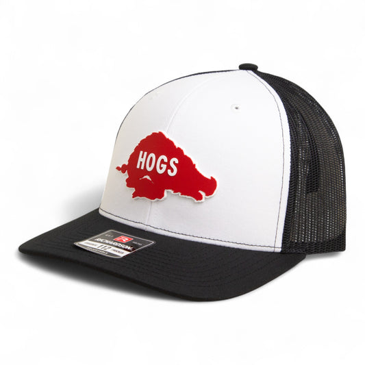 Arkansas Razorbacks Retro HOGS Red 3D Snapback Trucker Hat- White/ Black