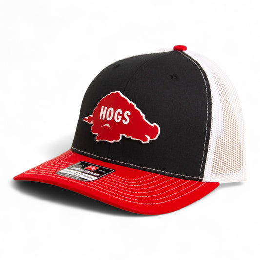 Arkansas Razorbacks Retro HOGS Red 3D Snapback Trucker Hat- Black/ White/ Red