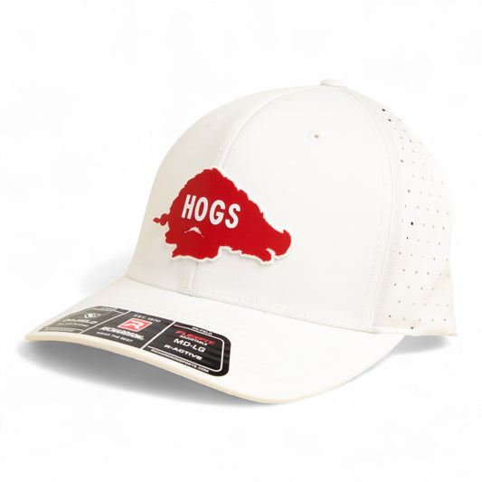 Arkansas Razorbacks Retro HOGS Red 3D Laser Perf R-Flex Cap- White