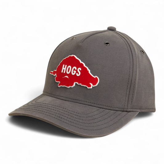Arkansas Razorbacks Retro HOGS Red 3D Snapback Canvas Hat- Charcoal