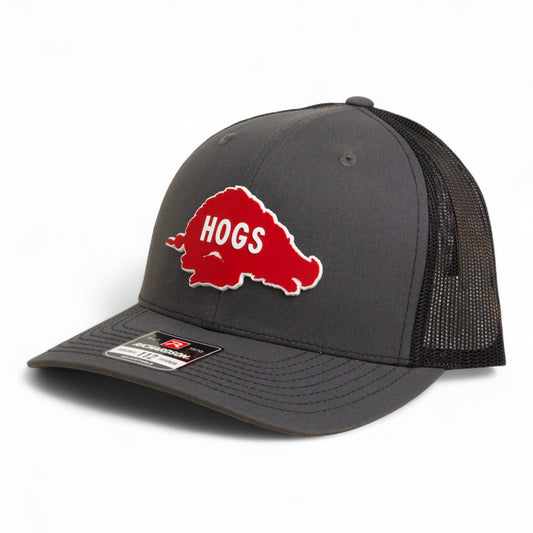 Arkansas Razorbacks Retro HOGS Red 3D Snapback Trucker Hat- Charcoal/ Black