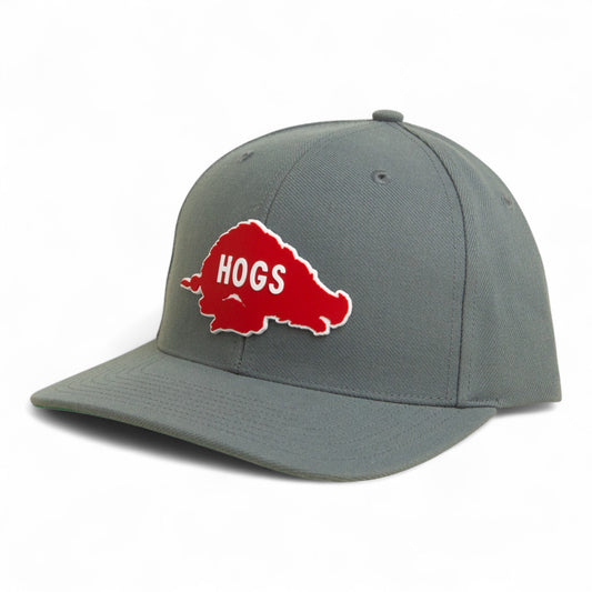 Arkansas Razorbacks Retro HOGS Red 3D Snapback Surge Trucker Hat- Charcoal