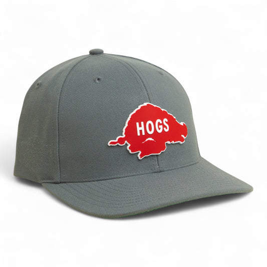 Arkansas Razorbacks Retro HOGS Red 3D Snapback Surge Trucker Hat- Charcoal