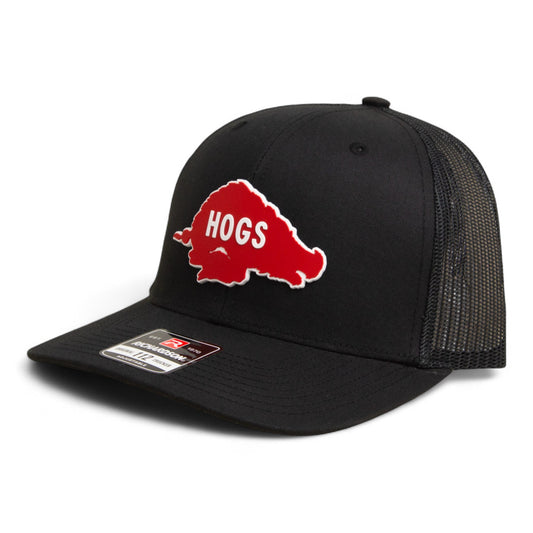 Arkansas Razorbacks Retro HOGS Red 3D Snapback Trucker Hat- Black