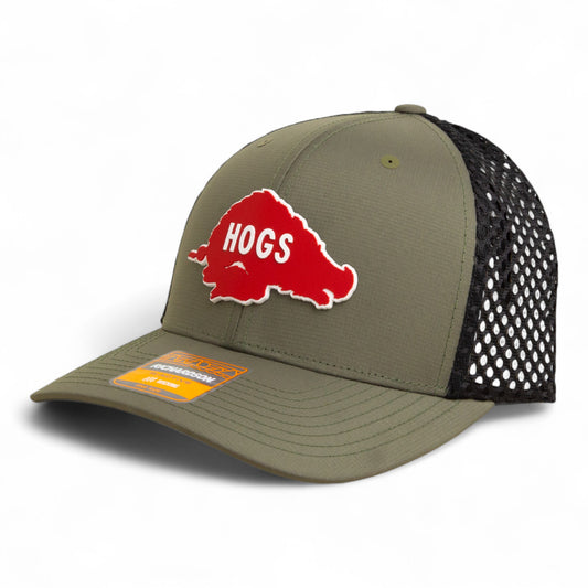 Arkansas Razorbacks Retro HOGS Red 3D Snapback Tilikum Trucker Hat- Loden/ Black
