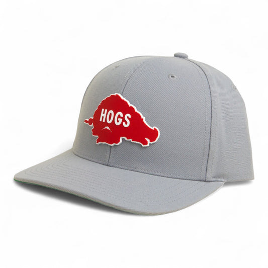 Arkansas Razorbacks Retro HOGS Red 3D Snapback Surge Trucker Hat- Grey