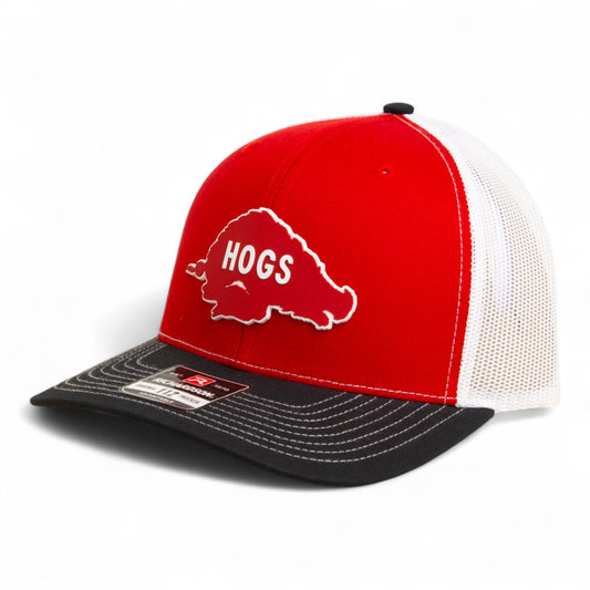Arkansas Razorbacks Retro HOGS Red 3D Snapback Trucker Hat- Red/ White/ Black