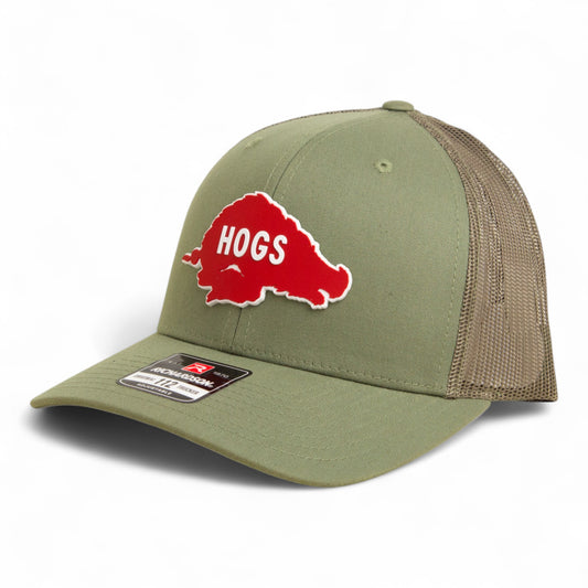 Arkansas Razorbacks Retro HOGS Red 3D Snapback Trucker Hat- Loden