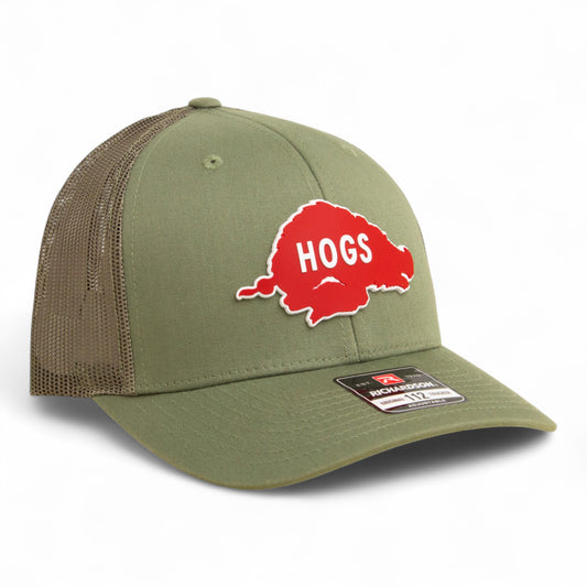 Arkansas Razorbacks Retro HOGS Red 3D Snapback Trucker Hat- Loden