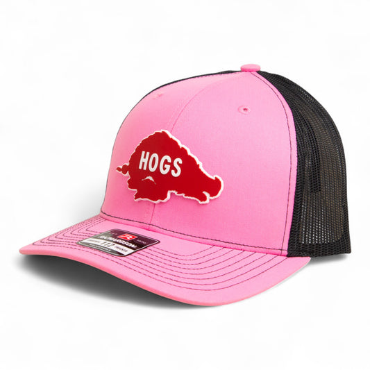 Arkansas Razorbacks Retro HOGS Red 3D Snapback Trucker Hat- Pink/ Black