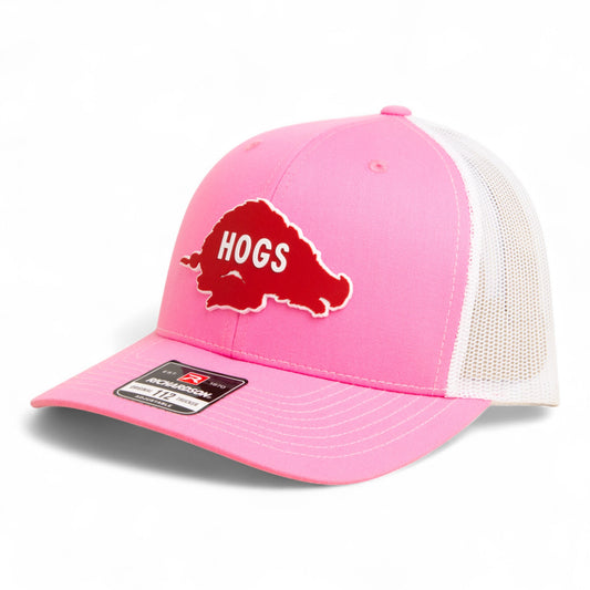 Arkansas Razorbacks Retro HOGS Red 3D Snapback Trucker Hat- Pink/ White