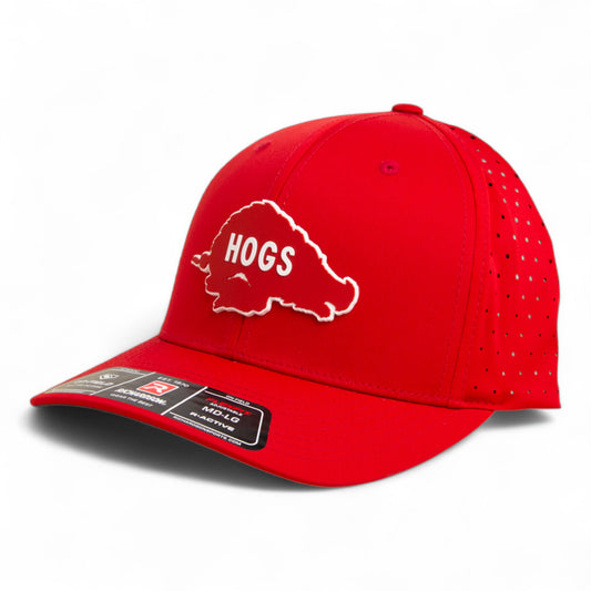 Arkansas Razorbacks Retro HOGS Red 3D Laser Perf R-Flex Cap- Red