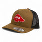 Arkansas Razorbacks Retro HOGS Red 3D YP Snapback Trucker Hat- Coyote/ Black