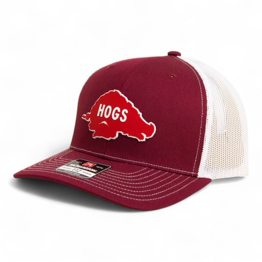 Arkansas Razorbacks Retro HOGS Red 3D Snapback Trucker Hat- Cardinal/ White