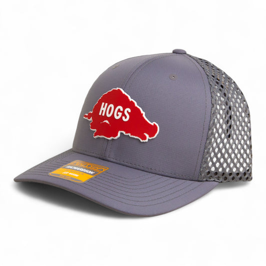 Arkansas Razorbacks Retro HOGS Red 3D Snapback Tilikum Trucker Hat- Charcoal