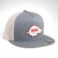 Arkansas Razorbacks Retro HOGS White 3D YP Snapback Flat Bill Trucker Hat- Heather Grey/ White