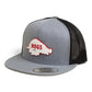 Arkansas Razorbacks Retro HOGS White 3D YP Snapback Flat Bill Trucker Hat- Heather Grey/ Black
