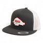 Arkansas Razorbacks Retro HOGS White 3D YP Snapback Flat Bill Trucker Hat- Charcoal/ White