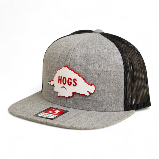 Arkansas Razorbacks Retro HOGS White 3D Wool Blend Flat Bill Hat- Heather Grey/ Black