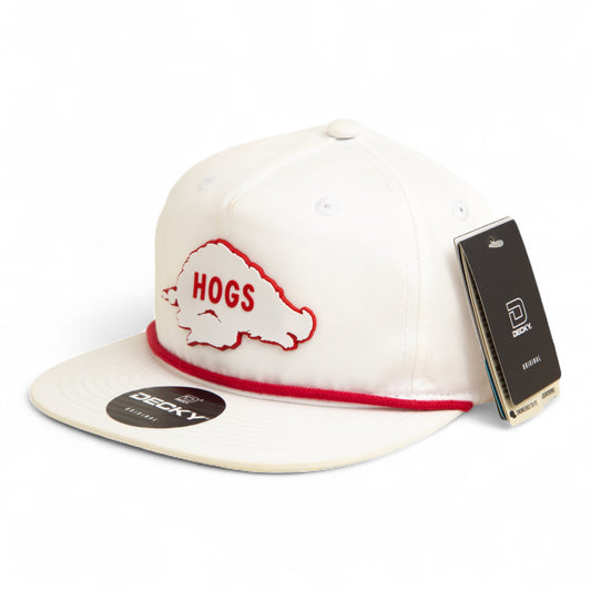 Arkansas Razorbacks Retro HOGS White 3D Classic Rope Hat- White/ Red