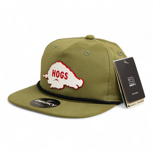 Arkansas Razorbacks Retro HOGS White 3D Classic Rope Hat- Loden/ Black