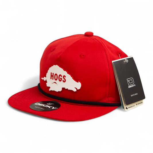 Arkansas Razorbacks Retro HOGS White 3D Classic Rope Hat- Red/ Black