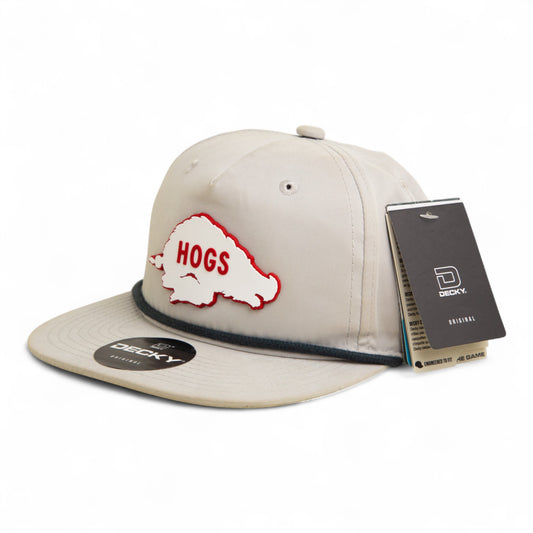 Arkansas Razorbacks Retro HOGS White 3D Classic Rope Hat- Grey/ Charcoal