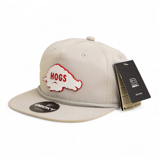 Arkansas Razorbacks Retro HOGS White 3D Classic Rope Hat- Grey