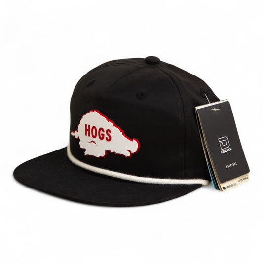 Arkansas Razorbacks Retro HOGS White 3D Classic Rope Hat- Black/ White