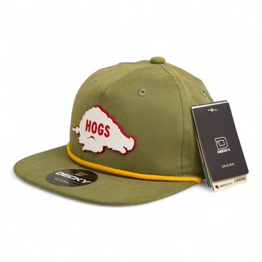 Arkansas Razorbacks Retro HOGS White 3D Classic Rope Hat- Loden/ Amber