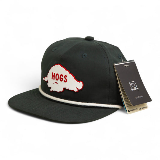 Arkansas Razorbacks Retro HOGS White 3D Classic Rope Hat- Charcoal/ White