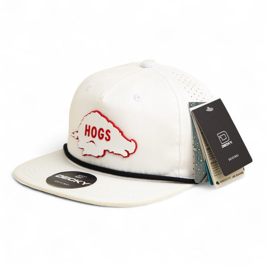 Arkansas Razorbacks Retro HOGS White 3D Perforated Rope Hat- White/ Black