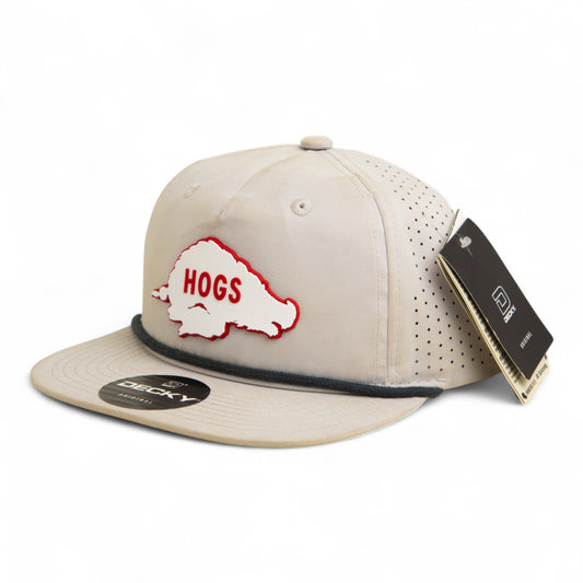 Arkansas Razorbacks Retro HOGS White 3D Perforated Rope Hat- Grey/ Charcoal