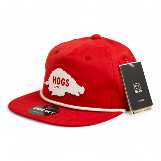 Arkansas Razorbacks Retro HOGS White 3D Classic Rope Hat- Red/ White