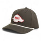 Arkansas Razorbacks Retro HOGS White 3D Five Panel Classic Rope Hat- Dark Olive Green/ White