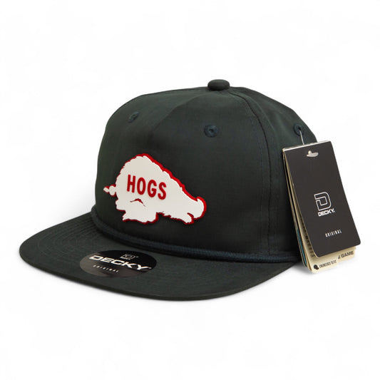 Arkansas Razorbacks Retro HOGS White 3D Classic Rope Hat- Charcoal