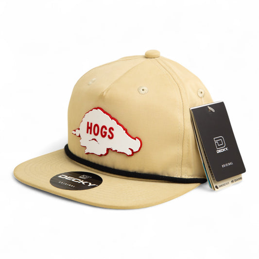 Arkansas Razorbacks Retro HOGS White 3D Classic Rope Hat- Birch/ Black