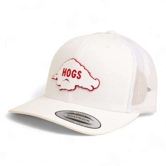 Arkansas Razorbacks Retro HOGS White 3D YP Snapback Trucker Hat- White