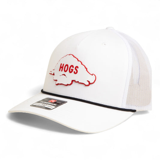 Arkansas Razorbacks Retro HOGS White 3D Snapback Trucker Rope Hat- White/ Black