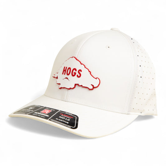 Arkansas Razorbacks Retro HOGS White 3D Laser Perf R-Flex Cap- White