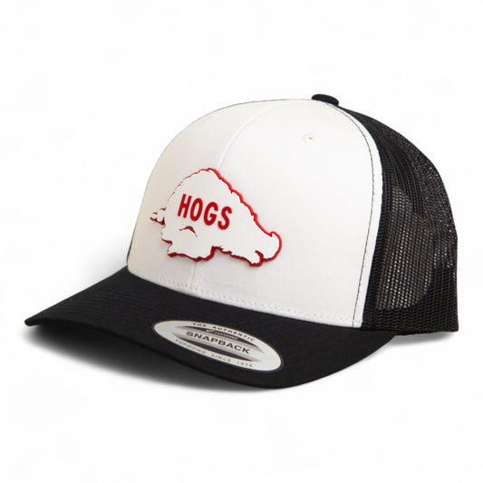 Arkansas Razorbacks Retro HOGS White 3D YP Snapback Trucker Hat- White/ Black