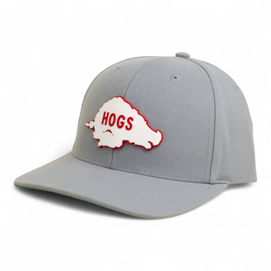 Arkansas Razorbacks Retro HOGS White 3D Snapback Surge Trucker Hat- Grey