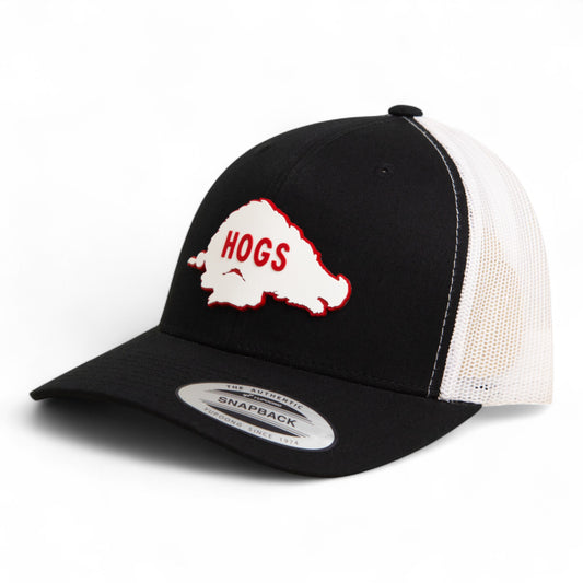 Arkansas Razorbacks Retro HOGS White 3D YP Snapback Trucker Hat- Black/ White
