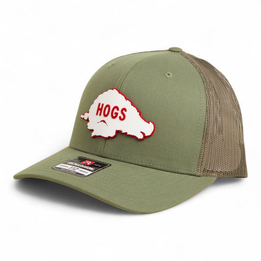 Arkansas Razorbacks Retro HOGS White 3D Snapback Trucker Hat- Loden